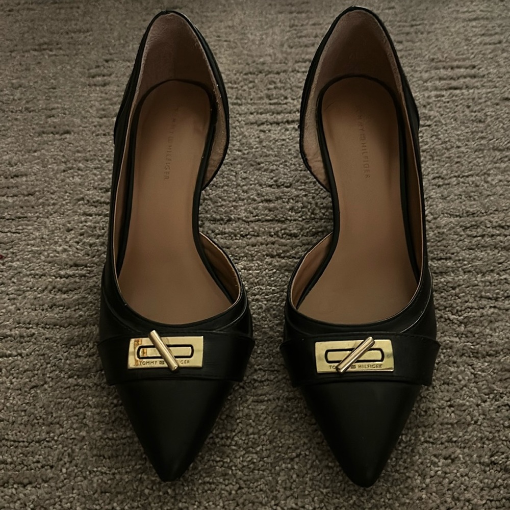 Tommy Hilfiger Black Heels with Gold Buckle